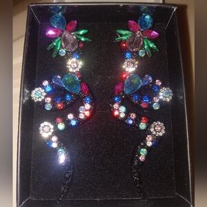 New In Box Black and Jewel Tone Multicolor Snake Statement earrings